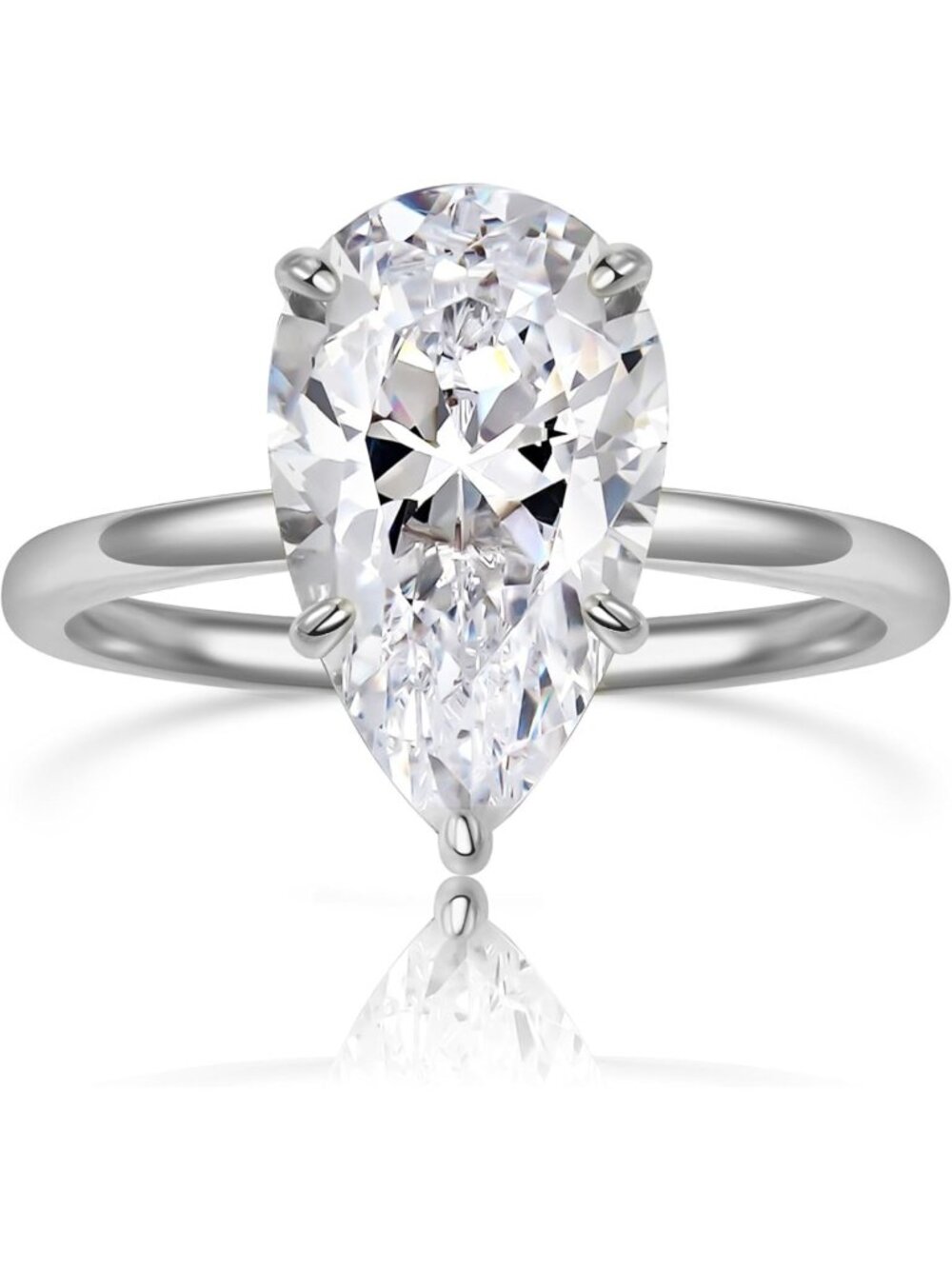 Stunning 5.0CT Elongated Pear Shaped Engagement Ring for Women - Elegant